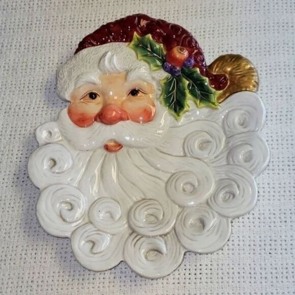 Fitz & Floyd Christmas Santa Canape Plate ~9.25" x 8.25" - Picture 1 of 3